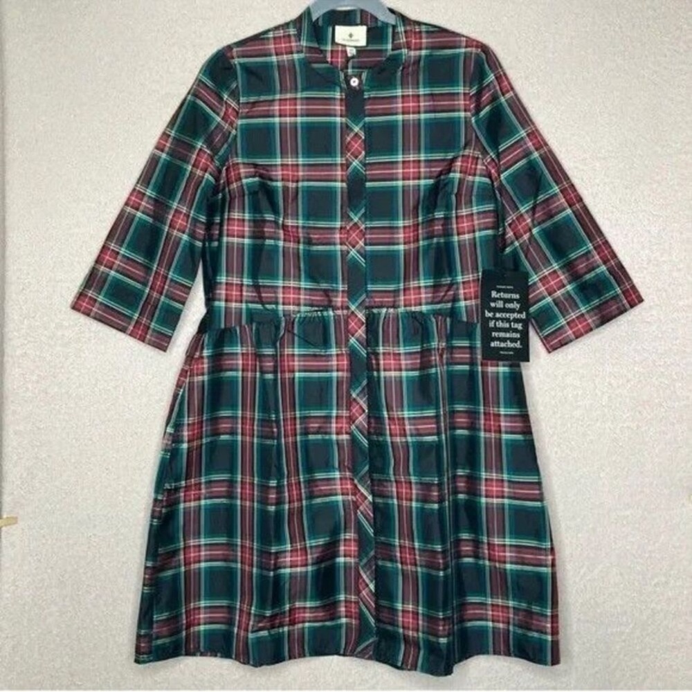 Tuckernuck Festive Plaid Tartan Royal Shirt Dress XS Holiday Mini NWT - Picture 5 of 12